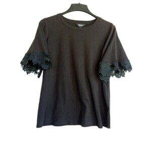Simply Vera Vera Wang Blouse Women's M Lace Sleeved Top Black
